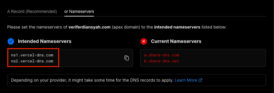Vercel Nameserver